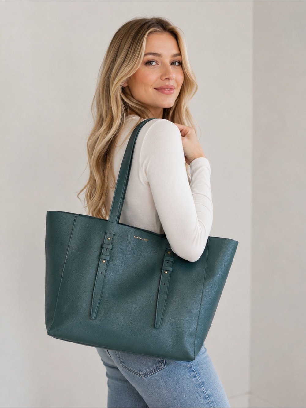 Love & Lore Evergreen Green Vegan Leather Tote Bag | Quiet Luxury |